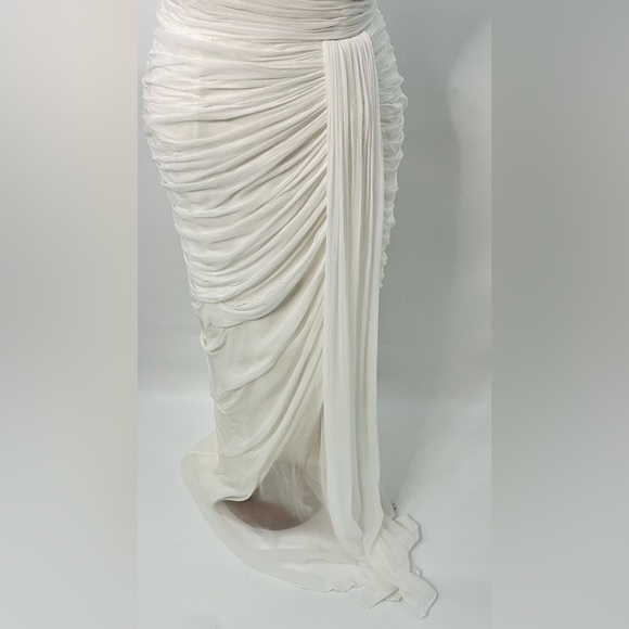 Watters 10 plunge draped mesh column 0739 gown white feminine - Picture 5 of 16